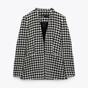 Zara | Jackets & Coats | Zara Textured Houndstooth Jacket